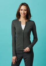 Black Ladies 2-Way Zip Cardigan in size XL, designed for versatile styling and comfort, crafted from premium viscose and nylon.