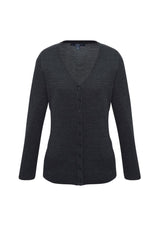 Charcoal Ladies Milano Cardigan in size XS, featuring elegant design, soft wool blend, and button-up style.