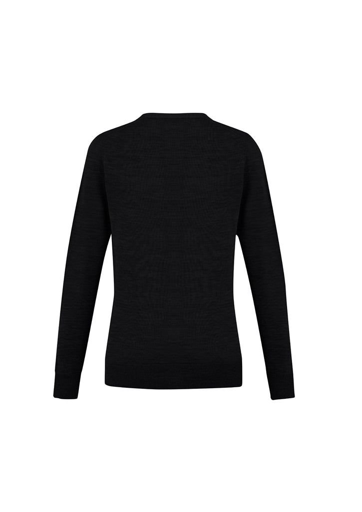 Black Ladies Roma Cardigan in size L, featuring a button-through design, ribbed cuffs, and made of Merino wool blend for warmth.