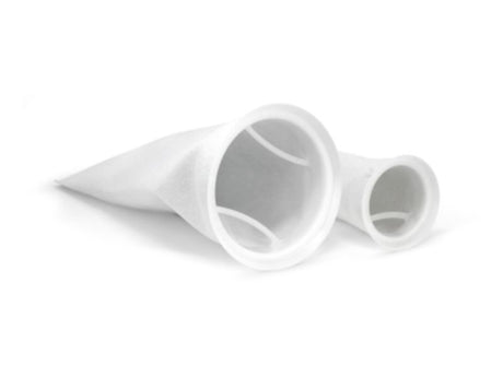 100 micron welded filter sock for aquariums, measuring 30x10cm, effectively traps debris for clear water.