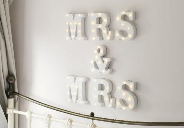 Warm white LED letter/number, 15cm tall, freestanding or hanging, energy-efficient, perfect for decor at events and home.