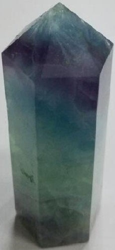 Large Fluorite Crystal Point (7.50 x 2.20 CM) in vibrant violet and green hues, ideal for healing, meditation, and decor.