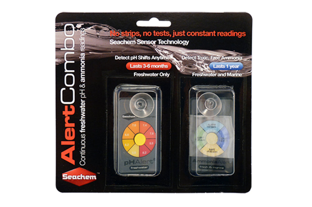 Alert Combo Pack for Aquatic Testing with pH and ammonia sensors for continuous monitoring of aquarium water quality.