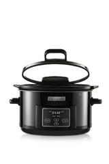 Digital Crock Pot Cooker with hinged lid, 4.7L capacity, and auto keep warm feature for effortless meal preparation.