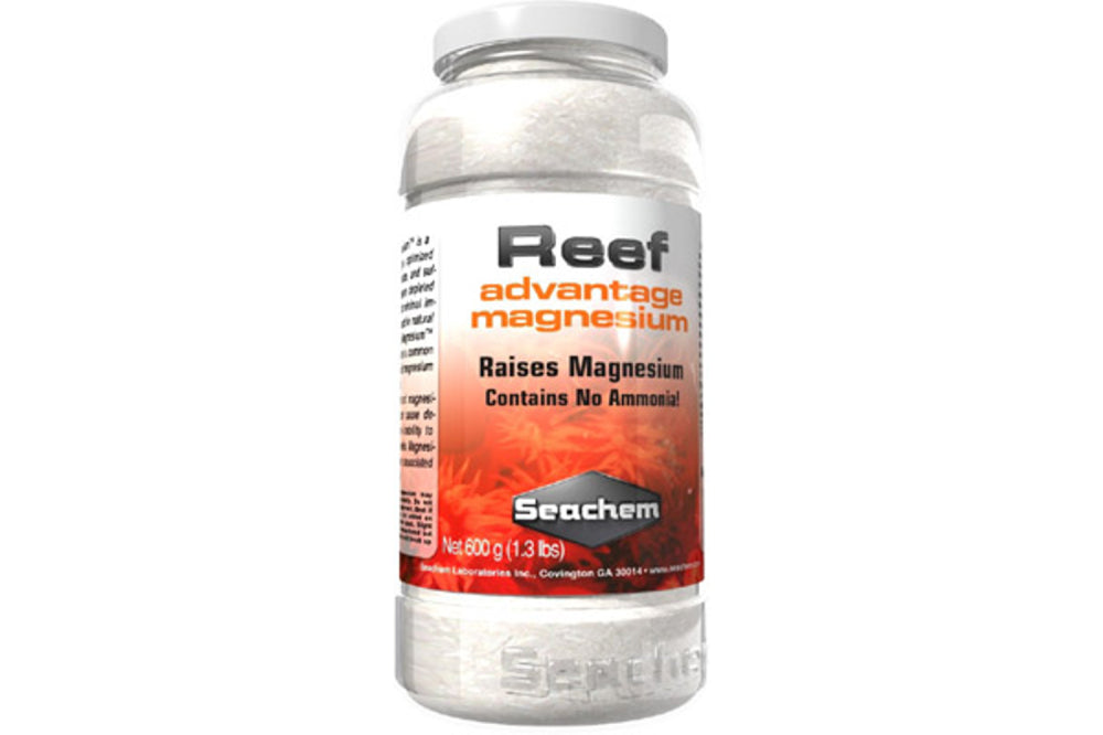 Premium magnesium supplement for reef aquariums, promoting coral growth and vibrant colors, 600g by Seachem.