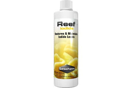 Reef Iodide 250mL by Seachem, a vital iodine supplement for marine aquariums supporting coral and fish health.