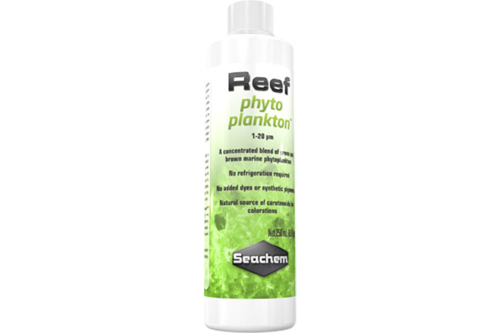 Reef Phytoplankton 250mL by Seachem, a concentrated source of microalgae for thriving saltwater ecosystems.