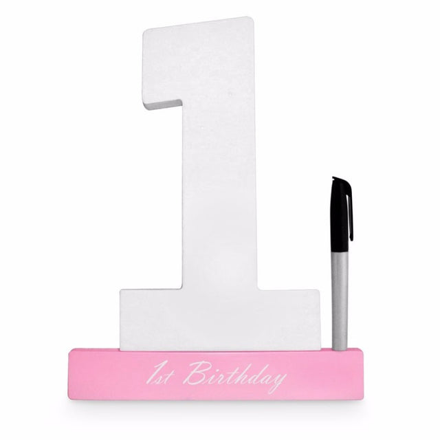 "Charming 'Girls 1st Birthday Sign It' for guests to leave heartfelt messages, a perfect keepsake for the birthday girl."