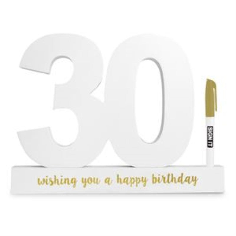 Elegant 30th Gold Edition Sign It Block for guests to write messages, perfect for milestone celebrations and cherished memories.