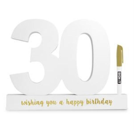 Elegant 30th Gold Edition Sign It Block for guests to write messages, perfect for milestone celebrations and cherished memories.