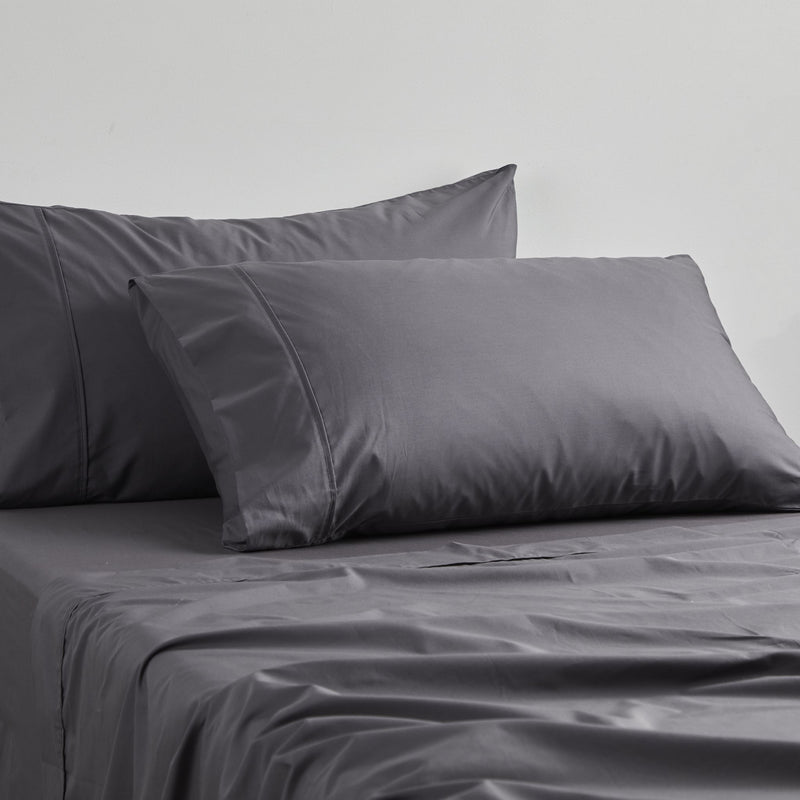 Standard Pillow Cases -  Logan and Mason 300 TC Charcoal (Pair)