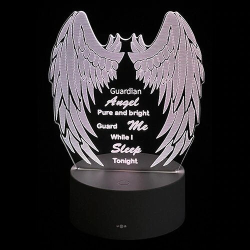 Guardian Angel Night Light featuring a soothing design, 7 vibrant colors, USB or battery power, perfect for children’s rooms.