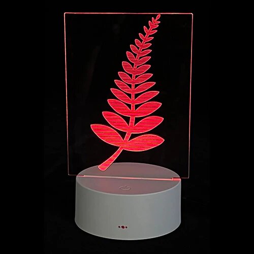 NZ Fern Logo LED Effect Light, featuring touch-sensitive controls, 7 vibrant colors, and eco-friendly design for any room.