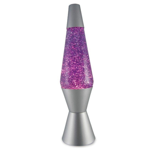 Stunning Silver and Purple Diamond Glitter Lamp with shimmering glitter, perfect for adding magic to any room.