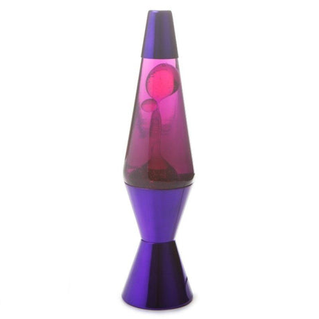 Metallic Diamond Motion Lamp with purple base and floating pink wax creates a mesmerizing light display, enhancing any room's ambiance.