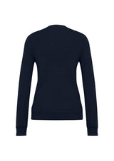 Navy ladies' V-neck pullover, Size M, featuring ribbed details, stylish fit, and machine-washable comfort from Biz Collection.