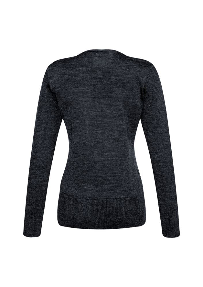 Ladies Milano Pullover in charcoal, size L, featuring wool blend, ribbed details, and a stylish, cozy fit for everyday wear.