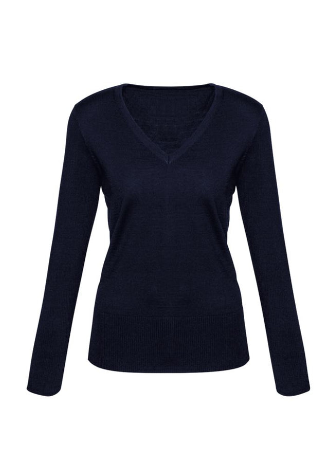 Navy 2XL Ladies Milano Pullover, featuring a chic design, pre-shrunk wool blend, and ribbed details for stylish comfort.