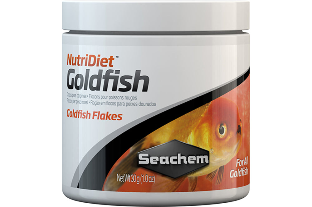 Premium NutriDiet Goldfish Flakes packed with protein, essential vitamins, and probiotics for optimal health and vibrant coloration.