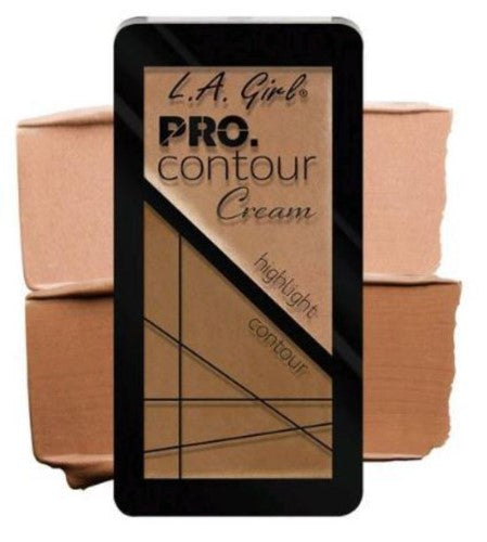 LA Girl Pro Contour Cream - Highlight/Contour duo for effortless sculpting, featuring 8 shades for all skin tones and a smooth finish.