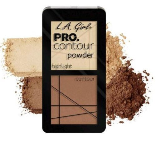 LA Girl Pro Contour Powder in Light, featuring coordinated shades for effortless contouring and a natural finish on all skin tones.