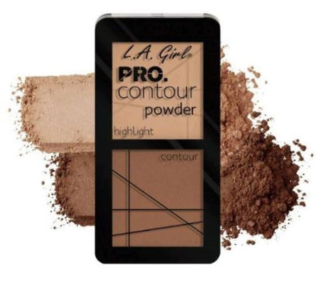 LA Girl Pro Contour Powder in Medium, featuring color-coordinated shades for effortless application and a natural finish.