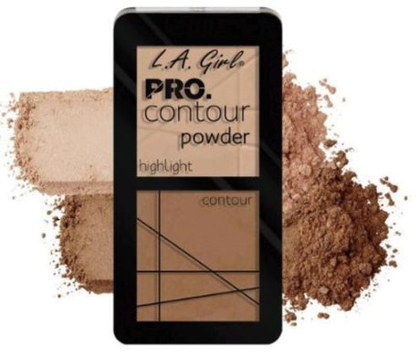 LA Girl Pro Contour Powder palette with color-coordinated shades for easy highlighting and contouring, suitable for all skin tones.