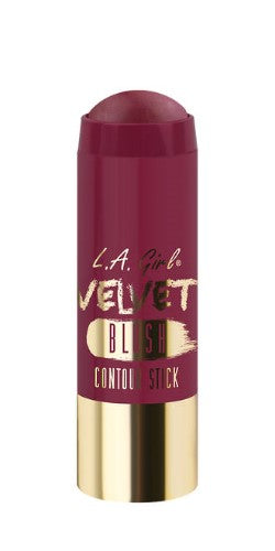 LA Girl Velvet Blush Stick in Crushed Berry, a creamy blush with hydrating ingredients for a velvety finish and buildable color.