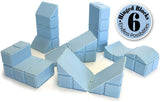 Colorful set of 6 innovative hinged building blocks for kids, encouraging creative problem-solving and architectural exploration.