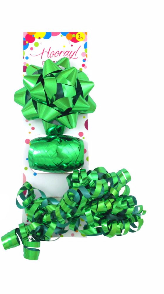 Vibrant green and red gift ribbon with curls, perfect for festive wrapping and enhancing all occasions.