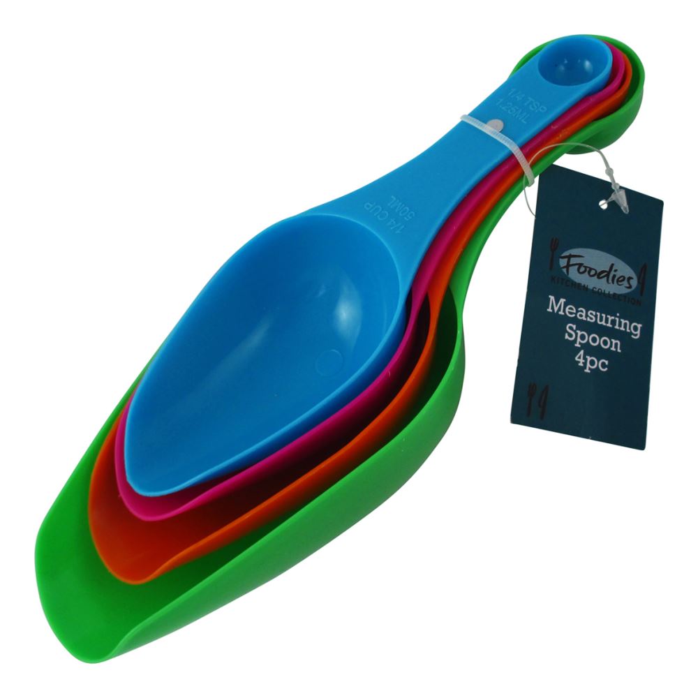 Clear set of 4 measuring spoons in essential sizes, designed for precise cooking and baking at a clearance price.