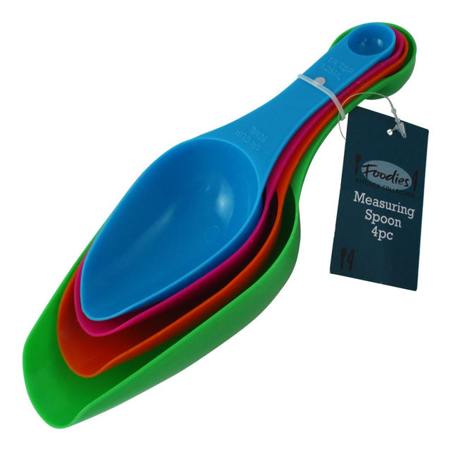 Clear set of 4 measuring spoons in essential sizes, designed for precise cooking and baking at a clearance price.