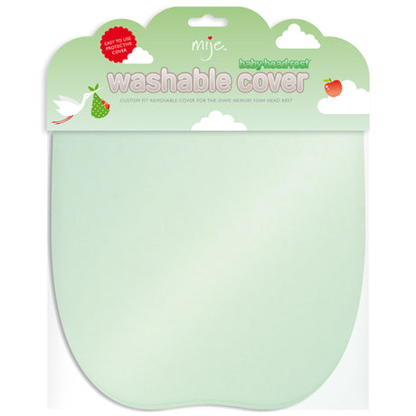 Mije Baby Head Rest Cover in green, soft cotton, washable, protects head rest from dirt and spills, custom fit for infants.