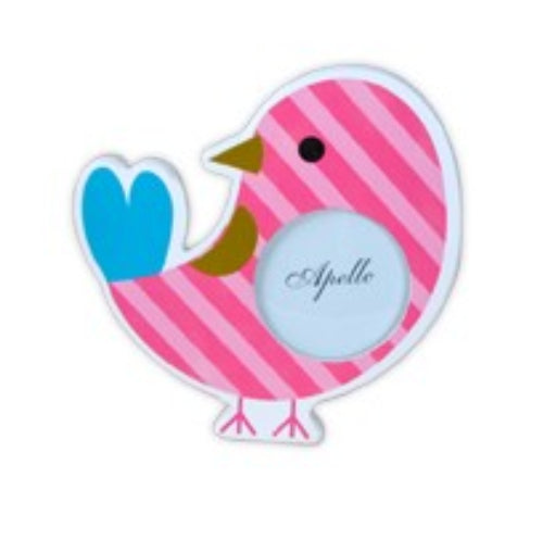Pink and blue bird-printed 3x3 photo frame, perfect for displaying cherished memories in a little girl's room.