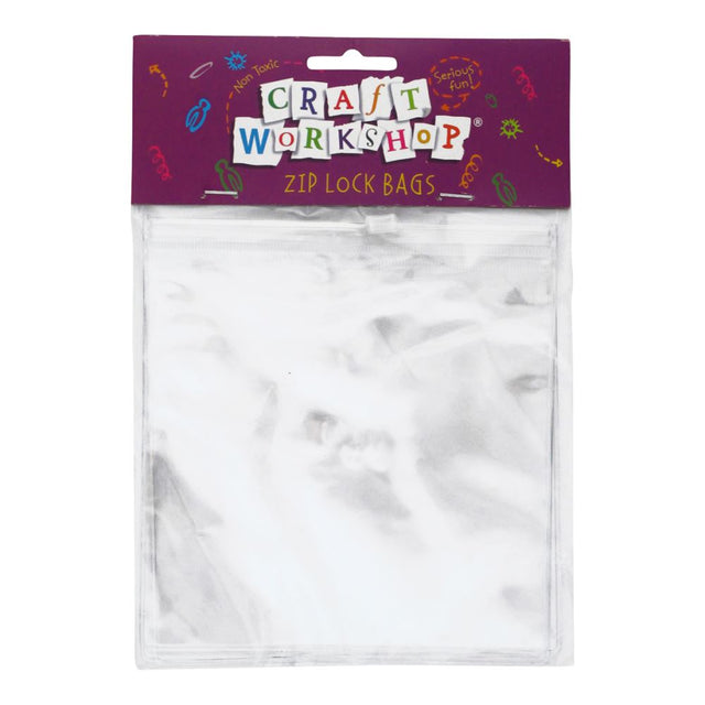 Set of 3 durable, transparent zip lock bags for organizing and storing crafting essentials like paints, beads, and threads.