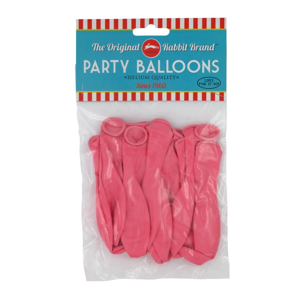 Pack of 12 vibrant pink helium balloons, 27.5cm, perfect for celebrations and versatile party decorations.