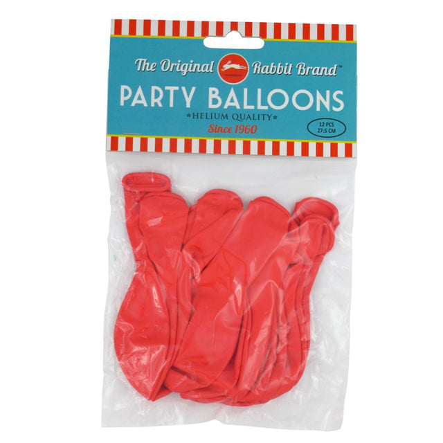 Vibrant 27.5cm red helium balloons in a 12-piece set, perfect for elevating any celebration or event decor.