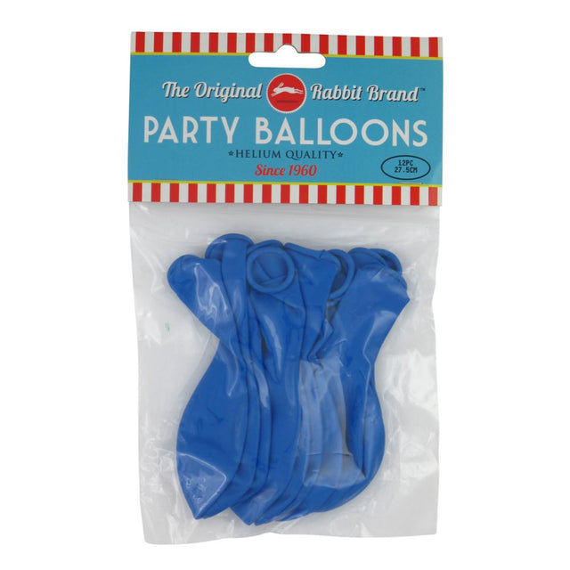 Blue 27.5cm helium balloons, pack of 12, perfect for parties and celebrations, durable and vibrant for joyful décor.