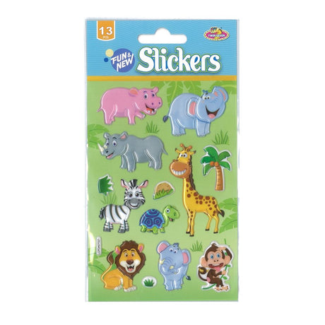 Vibrant safari animal stickers, perfect for crafts, learning, and decoration, now at a clearance price.