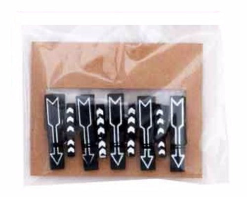9 wooden arrow pegs in black and white, featuring spring-loaded clips for versatile crafting and creative projects.