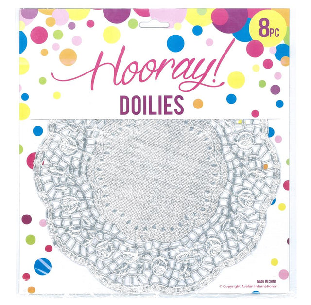 Set of 8 elegant silver doilies, 21cm, perfect for enhancing table decor at any special event or gathering.