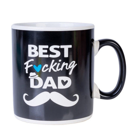 Giant ceramic mug with 'Best F*cking Dad' decal, 900 ml capacity, perfect for coffee lovers and fun gifts.