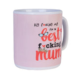 Giant ceramic mug with bold text "Best F*cking Mum," holds 900 ml, perfect for coffee lovers, 11x11x12.5 cm.