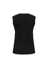 Ladies black V-neck vest in 3XL, made of soft 73% Viscose, 27% Nylon, with ribbed details for a flattering fit.