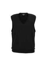 Ladies V-Neck Vest in black, size 2XL, featuring a ribbed neckline and soft, machine-washable fabric for elegant layering.