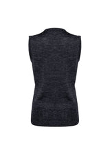 Charcoal Ladies Milano Vest in 3XL, featuring V-neck design, luxurious wool-acrylic blend, perfect for layering.