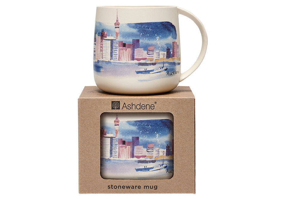 Set of 3 Kiwiana mugs featuring hand-painted New Zealand landmarks in vibrant watercolours, perfect for coffee or tea lovers.