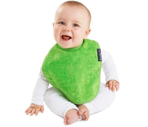 Vibrant lime Standard Wonder Bib for babies, featuring super-absorbent cotton and nylon backing, ideal for messy mealtimes.
