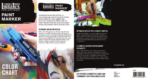 Fluorescent green Liquitex fine paint marker for precise detail on multiple surfaces, water-based, lightfast, and permanent.