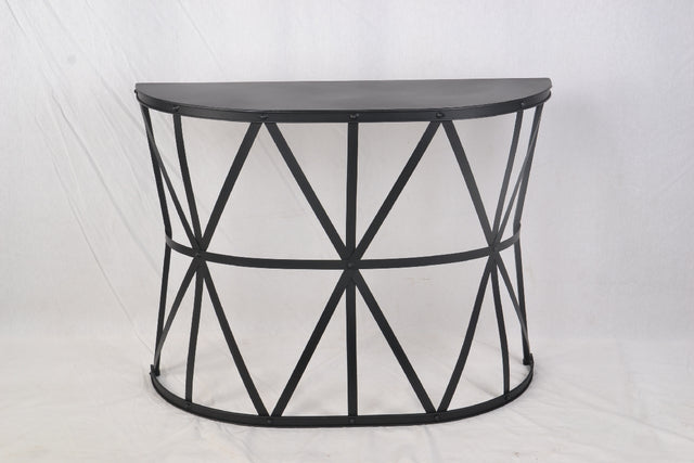 Elegant half round lattice table (92x34x70cm) ideal for entryways, living rooms, or dining areas, adding style and functionality.